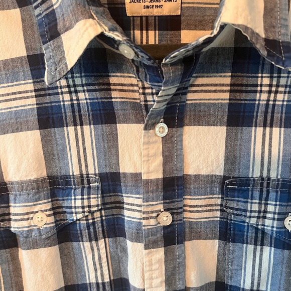 Wrangler Men’s Plaid blue/black/white button down Shirt Size EXTRA LARGE - Picture 2 of 9